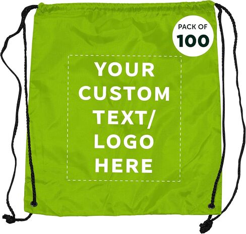 DISCOUNT PROMOS Custom Classic Polyester Drawstring Backpack Set of 10/50/100, Personalized Bulk Pack - Great for Travelling, Gym and for Everyday Use - Black in Kuwait