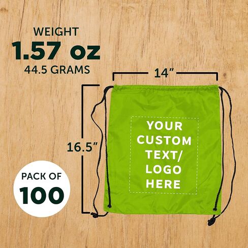 DISCOUNT PROMOS Custom Classic Polyester Drawstring Backpack Set of 10/50/100, Personalized Bulk Pack - Great for Travelling, Gym and for Everyday Use - Black in Kuwait