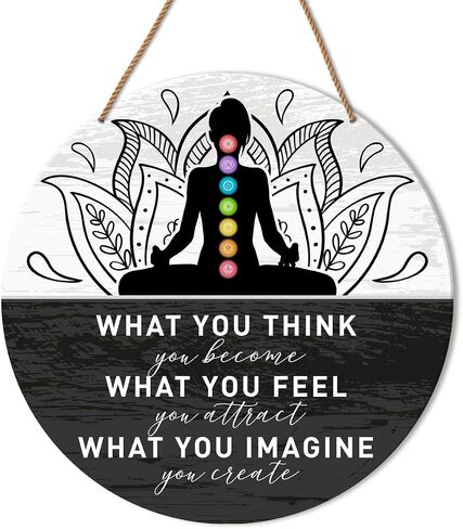 Positive Energy Door Sign Zen Spiritual Room Wall Decor Meditation Witchy Home Wooden Hanging Sign Decorations Gifts for Meditation Yoga Lover, Please Be Mindful of The Energy in Kuwait