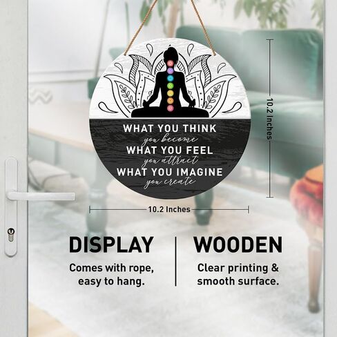 Positive Energy Door Sign Zen Spiritual Room Wall Decor Meditation Witchy Home Wooden Hanging Sign Decorations Gifts for Meditation Yoga Lover, Please Be Mindful of The Energy in Kuwait