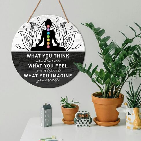 Positive Energy Door Sign Zen Spiritual Room Wall Decor Meditation Witchy Home Wooden Hanging Sign Decorations Gifts for Meditation Yoga Lover, Please Be Mindful of The Energy in Kuwait
