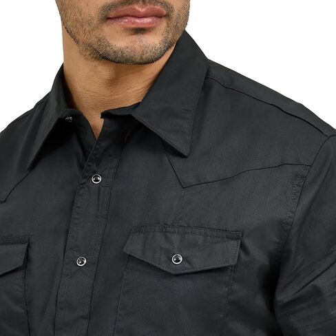 Wrangler Men's Sport Western Basic Two Pocket Short Sleeve Snap Shirt in Saudi Arabia