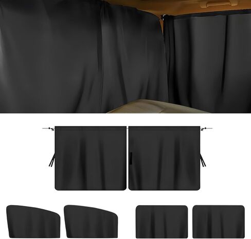 Huli 3PCS Car Window Shades, 95% Light Blocking Car Window Shade for Baby, Car Privacy Curtains for Rear Window & Partition, Universal Car Accessories Interior Fits Sleeping Traveling Camping in Saudi Arabia