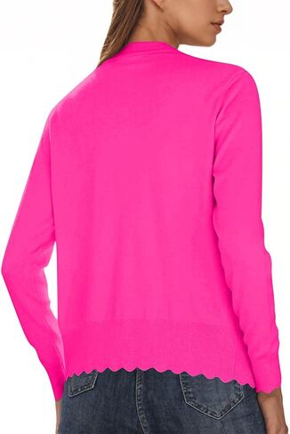 Cardigan Sweaters for Women Long Sleeve Button Down Cardigans Lightweight Scalloped Shrugs Sweater Tops in Kuwait