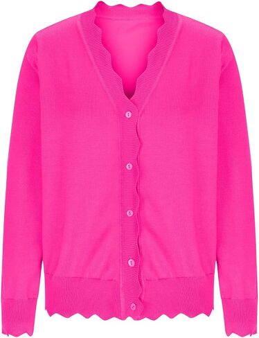 Cardigan Sweaters for Women Long Sleeve Button Down Cardigans Lightweight Scalloped Shrugs Sweater Tops in Kuwait