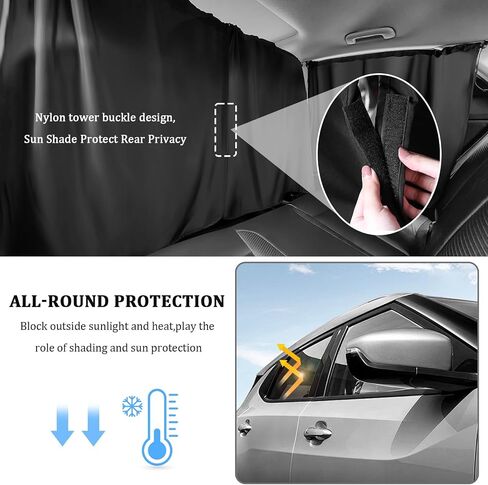 Huli 3PCS Car Window Shades, 95% Light Blocking Car Window Shade for Baby, Car Privacy Curtains for Rear Window & Partition, Universal Car Accessories Interior Fits Sleeping Traveling Camping in Saudi Arabia