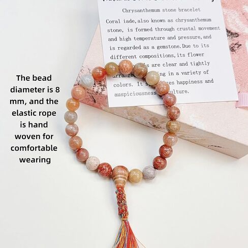 Natural Coral Jade Bracelets for Women 8mm, Gift Box Packaging Bead Bracelet, Can Be Used As Crystal Healing, Meditation, or As a Gift for Family and Friends in Saudi Arabia