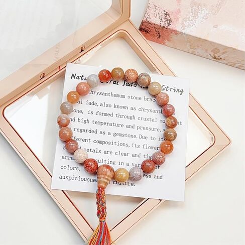 Natural Coral Jade Bracelets for Women 8mm, Gift Box Packaging Bead Bracelet, Can Be Used As Crystal Healing, Meditation, or As a Gift for Family and Friends in Saudi Arabia