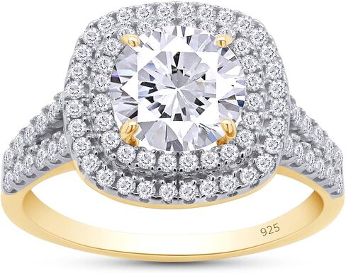 SAVEARTH DIAMONDS Sterling Silver Wedding Ring for Women, Moissanite Diamond Halo Engagement Ring, Anniversary Promise Ring for Her, I Love You Gifts in Saudi Arabia