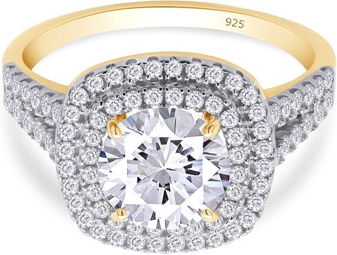 SAVEARTH DIAMONDS Sterling Silver Wedding Ring for Women, Moissanite Diamond Halo Engagement Ring, Anniversary Promise Ring for Her, I Love You Gifts in Saudi Arabia