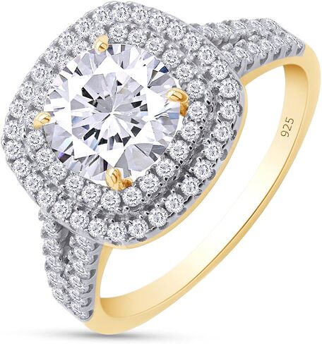 SAVEARTH DIAMONDS Sterling Silver Wedding Ring for Women, Moissanite Diamond Halo Engagement Ring, Anniversary Promise Ring for Her, I Love You Gifts in Saudi Arabia