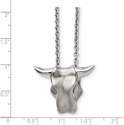 Solid Stainless Steel Brushed Bull Head Necklace in Saudi Arabia
