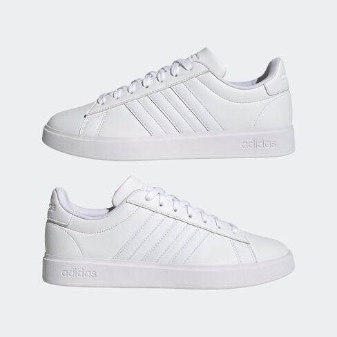 حذاء رياضي رجالي من adidas Grand Court 2.0، أبيض/أخضر جامعي/أصفر عملي، 8 in Saudi Arabia