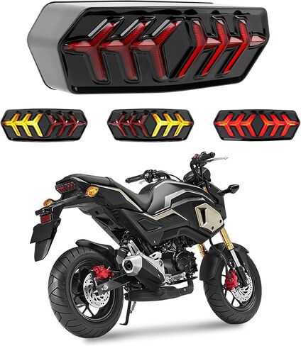 DREAMIZER LED Brake Tail Light with Turn Signals Sequential Motorcyle Taillight Compatible with Honda Grom MSX125 CBR650 CB650F CTX700N - Red Lens in Kuwait