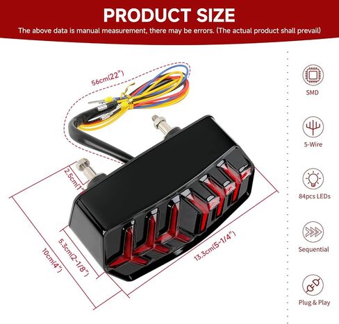 DREAMIZER LED Brake Tail Light with Turn Signals Sequential Motorcyle Taillight Compatible with Honda Grom MSX125 CBR650 CB650F CTX700N - Red Lens in Kuwait