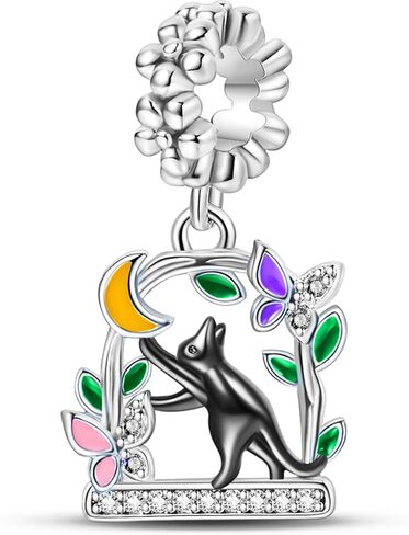 925 Sterling Silver Charms Beads for Bracelets & Necklaces, Black Cat Shaped Cute Bastet Charm Birthday Gifts Pendant Jewelry for Women Men Teens in Saudi Arabia