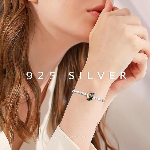 925 Sterling Silver Charms Beads for Bracelets & Necklaces, Black Cat Shaped Cute Bastet Charm Birthday Gifts Pendant Jewelry for Women Men Teens in Saudi Arabia