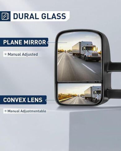 ECCPP Towing Mirrors Tow Mirrors with 1988-1998 for Chevy/for GMC Silverado/Sierra 1500 2500 3500 Pickup Manual Adjusted No Heated No Turn Signal Black Housing Pickup Truck Mirrors in Kuwait