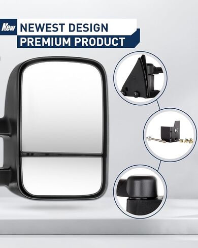 ECCPP Towing Mirrors Tow Mirrors with 1988-1998 for Chevy/for GMC Silverado/Sierra 1500 2500 3500 Pickup Manual Adjusted No Heated No Turn Signal Black Housing Pickup Truck Mirrors in Kuwait