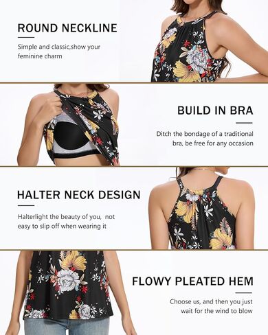 Camisole Vislivin للنساء المصابات ببناء في خزانات رقبة Bra Halter Plead Fit Fit Cami in Kuwait