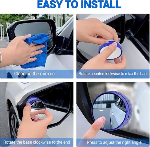 2PCS Blind Spot Mirror for Cars, Round HD Glass Car Blind Spot Mirror with Suction Cup, Convex 360° Wide Angle Side Rear View Mirrors, Adjustable Reusable Mini Rear View Mirrors (Red) in Saudi Arabia