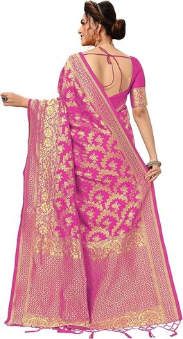 Nivah Fashion Women's Banarasi Art Silk Saree with Blouse Piece in Kuwait