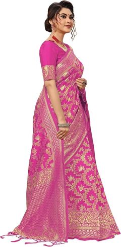 Nivah Fashion Women's Banarasi Art Silk Saree with Blouse Piece in Kuwait