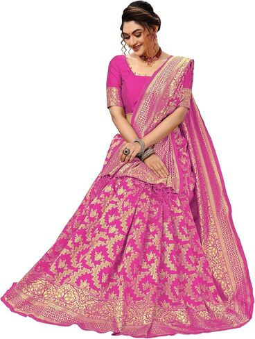 Nivah Fashion Women's Banarasi Art Silk Saree with Blouse Piece in Kuwait