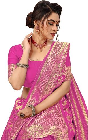 Nivah Fashion Women's Banarasi Art Silk Saree with Blouse Piece in Kuwait