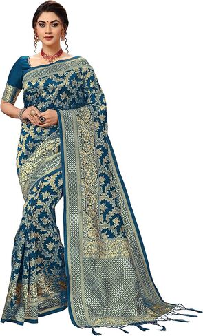 Nivah Fashion Women's Banarasi Art Silk Saree with Blouse Piece in Kuwait