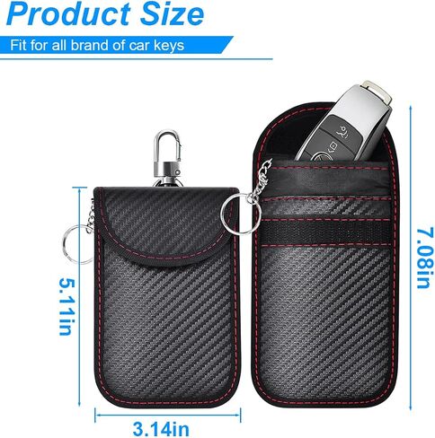 أكياس 2pcs Car Faraday لـ Key Fob ، Carbon Tipber Carber Signal Forcing Key Protector FOB ، حقيبة حماية لدروع الإشارة التلقائية المضادة للسرقة ، Universal for SUV ، Sedan ، Truck (Black) in Saudi Arabia