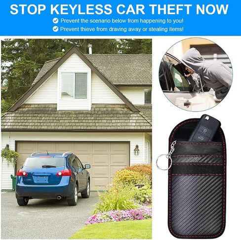 أكياس 2pcs Car Faraday لـ Key Fob ، Carbon Tipber Carber Signal Forcing Key Protector FOB ، حقيبة حماية لدروع الإشارة التلقائية المضادة للسرقة ، Universal for SUV ، Sedan ، Truck (Black) in Saudi Arabia