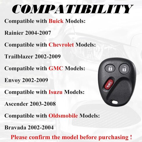 نوبات استبدال مفتاح FOB لشيفروليه تريل بليزر GMC Envoy 2002 2003 2004 2005 2006 2007 2007 2009 Buick Rainier Isuzu Ascender Oldsmobile Bravada Entry Unlost Control MyT3x6898b in Kuwait