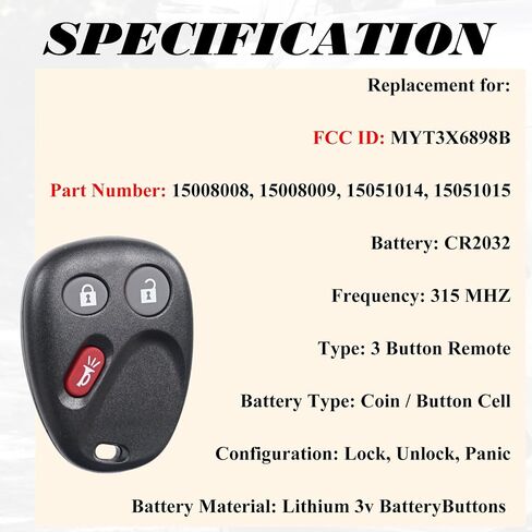 نوبات استبدال مفتاح FOB لشيفروليه تريل بليزر GMC Envoy 2002 2003 2004 2005 2006 2007 2007 2009 Buick Rainier Isuzu Ascender Oldsmobile Bravada Entry Unlost Control MyT3x6898b in Kuwait