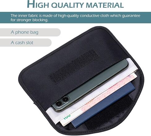 2 PCS Faraday Bags for Phones, Faraday Bag Pouch Shield Cage Wallet Phones, Anti-tracking Anti Theft Car Protection Signal, Signal Blocker Pouch Case Bag Handset Function Bags (Black) in Kuwait