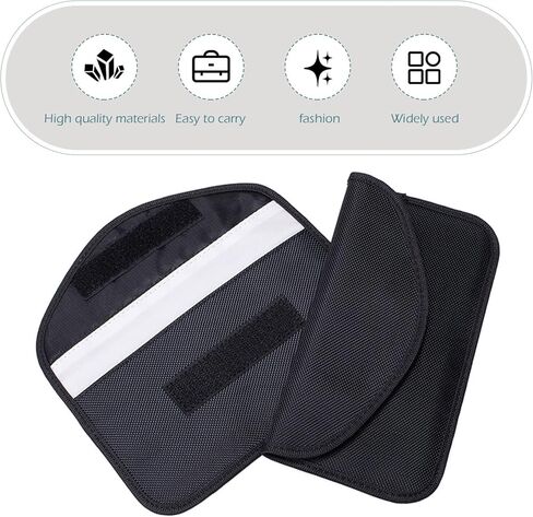 2 PCS Faraday Bags for Phones, Faraday Bag Pouch Shield Cage Wallet Phones, Anti-tracking Anti Theft Car Protection Signal, Signal Blocker Pouch Case Bag Handset Function Bags (Black) in Kuwait