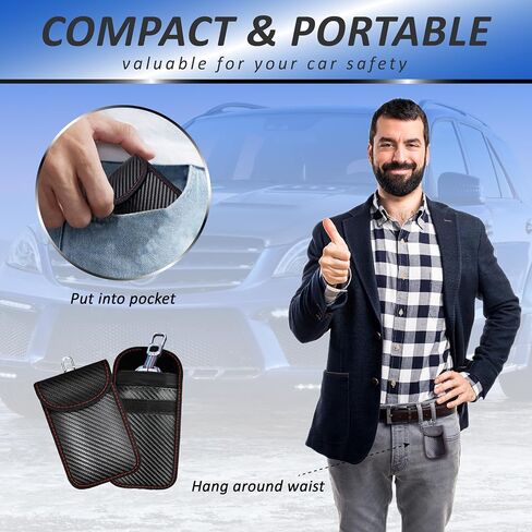 2 PCS Faraday Bag لمفاتيح السيارات ، حقيبة حظر إشارة RFID ، واقي مفتاح FOB المضاد للسرقة ، وحافز مانع إشارة الهاتف الخليوي ، مفتاح السيارة FOB CAGE in Saudi Arabia