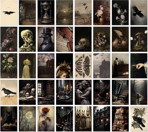 97 Decor Moody Dark Academia Decor - 40pcs Victorian Gothic Art, Vintage Dark Academia Wall Art Prints, Mini Gothic Posters For Room Aesthetic, Goth Halloween Wall Collage Kit (4x6) in Saudi Arabia