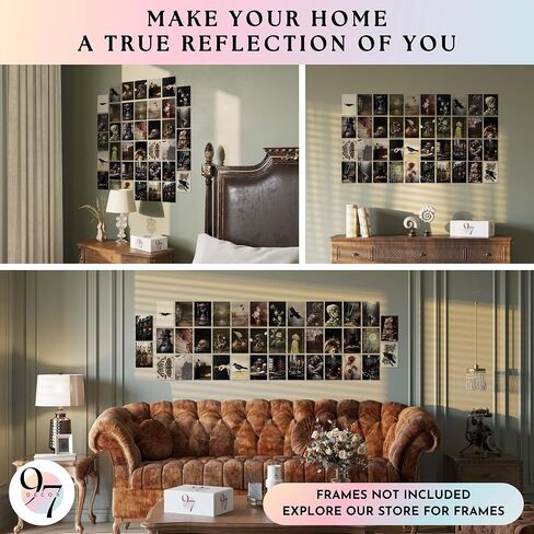 97 Decor Moody Dark Academia Decor - 40pcs Victorian Gothic Art, Vintage Dark Academia Wall Art Prints, Mini Gothic Posters For Room Aesthetic, Goth Halloween Wall Collage Kit (4x6) in Saudi Arabia