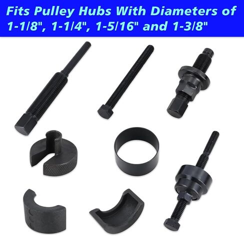 Power Steering Pump Pulley Removal Tool Power Steering Pulley Puller Installer Tool Set Compatible with Ford GM VW and Chrysler Blue in Saudi Arabia