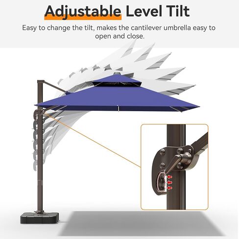 9x12 قدم المظلة الكابولي الفناء ، المظلات الإزاحة الشاقة في الهواء الطلق في الهواء الطلق مع الدوران 360 درجة ， الأزرق البحري in Kuwait