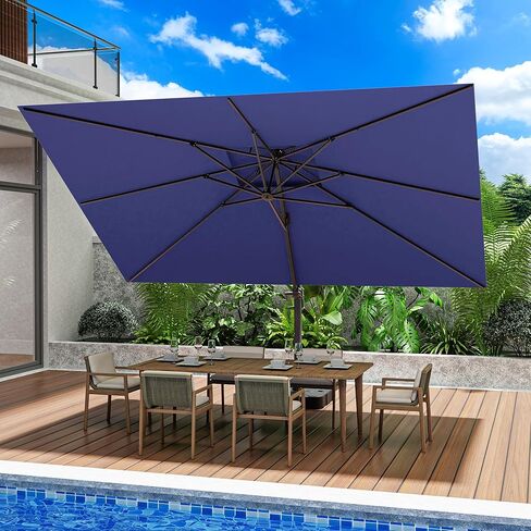 9x12 قدم المظلة الكابولي الفناء ، المظلات الإزاحة الشاقة في الهواء الطلق في الهواء الطلق مع الدوران 360 درجة ， الأزرق البحري in Kuwait