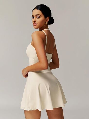 Womens Tennis Dress with Built in Shorts Spaghetti Strap Summer 2-in-1 Workout Athletic Golf Dresses with Pockets in Saudi Arabia