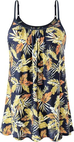 Vislivin Camisole for Women with Built in Bra Flowy Loose Fit Tanks Plead Cami with Adjustable Strap in Kuwait