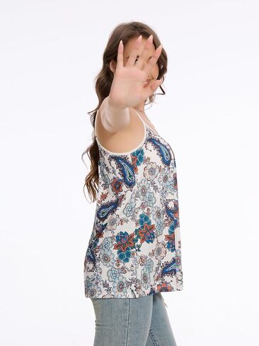 Vislivin Camisole for Women with Built in Bra Flowy Loose Fit Tanks Plead Cami with Adjustable Strap in Kuwait