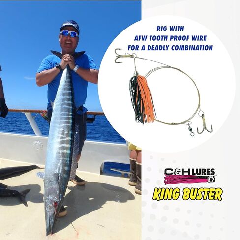 C&H, King Buster Lure, White/Red Fire Tail Skirt, 1/8 oz / 3.5 g Head, 2.5 in / 6.35 cm, 3 pc in Saudi Arabia