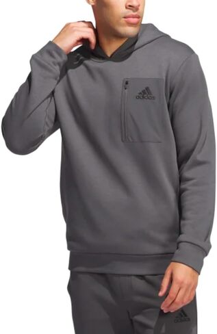 adidas Men’s Regular Fit Kangaroo Pockets Hoodie - Gray (Gresix), Large in Kuwait