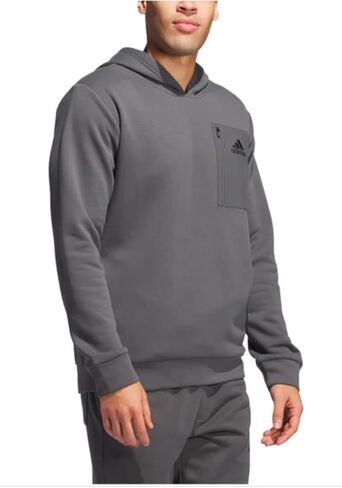 adidas Men’s Regular Fit Kangaroo Pockets Hoodie - Gray (Gresix), Large in Kuwait