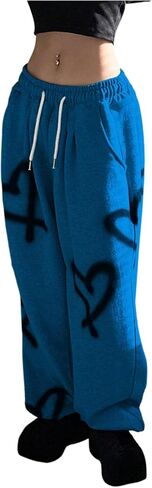 WDIRARA Women's Heart Graphic Drawstring Waist Sweatpants Loose Baggy Pants Streetwear Joggers in Saudi Arabia