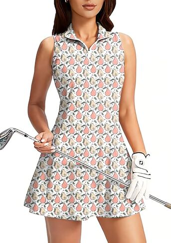 Women's Golf Sleeveless Zipper Dresses with Built in Shorts in Saudi Arabia